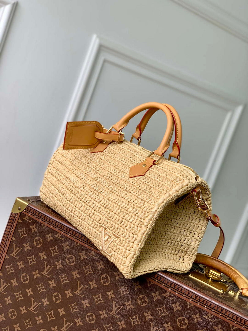 LV M14457 Louis Vuitton Speedy 30 Bandouliere  Bag Natural Beige