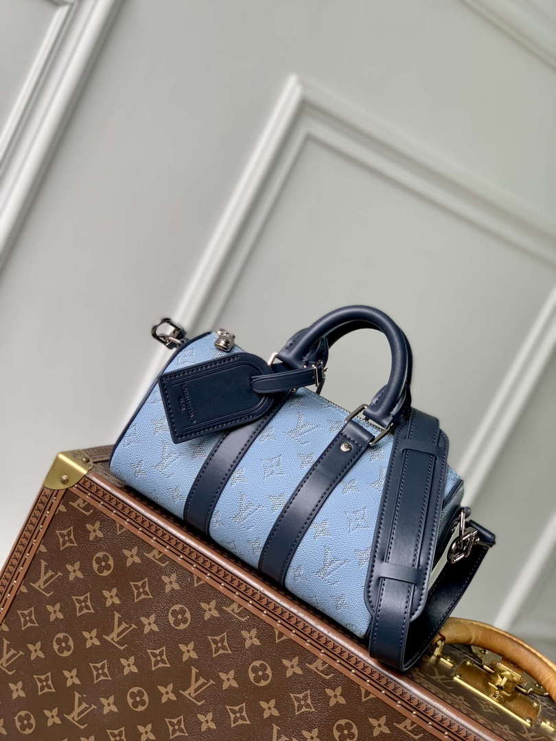 LV M14681 Louis Vuitton Keepall Bandouliere 25 Bag Blue