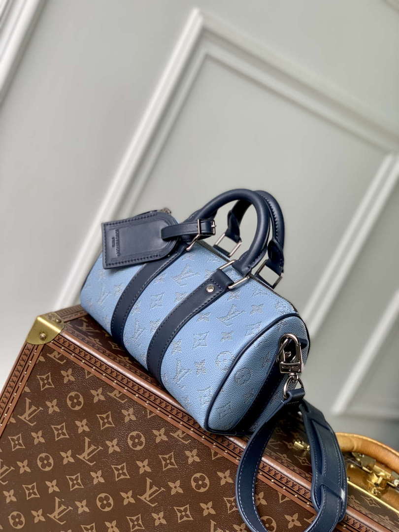 LV M14681 Louis Vuitton Keepall Bandouliere 25 Bag Blue - Default Title - View 2