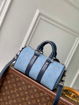 LV M14681 Louis Vuitton Keepall Bandouliere 25 Bag Blue - Default Title - View 3