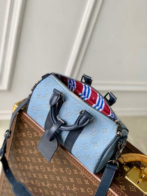 LV M14681 Louis Vuitton Keepall Bandouliere 25 Bag Blue - Default Title - View 9