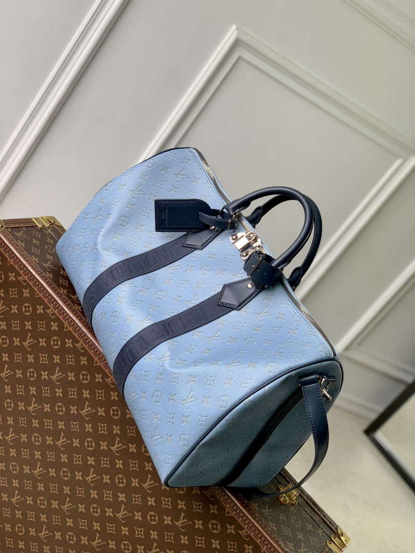 LV M14837 Louis Vuitton Keepall Bandouliere 50 Bag Blue