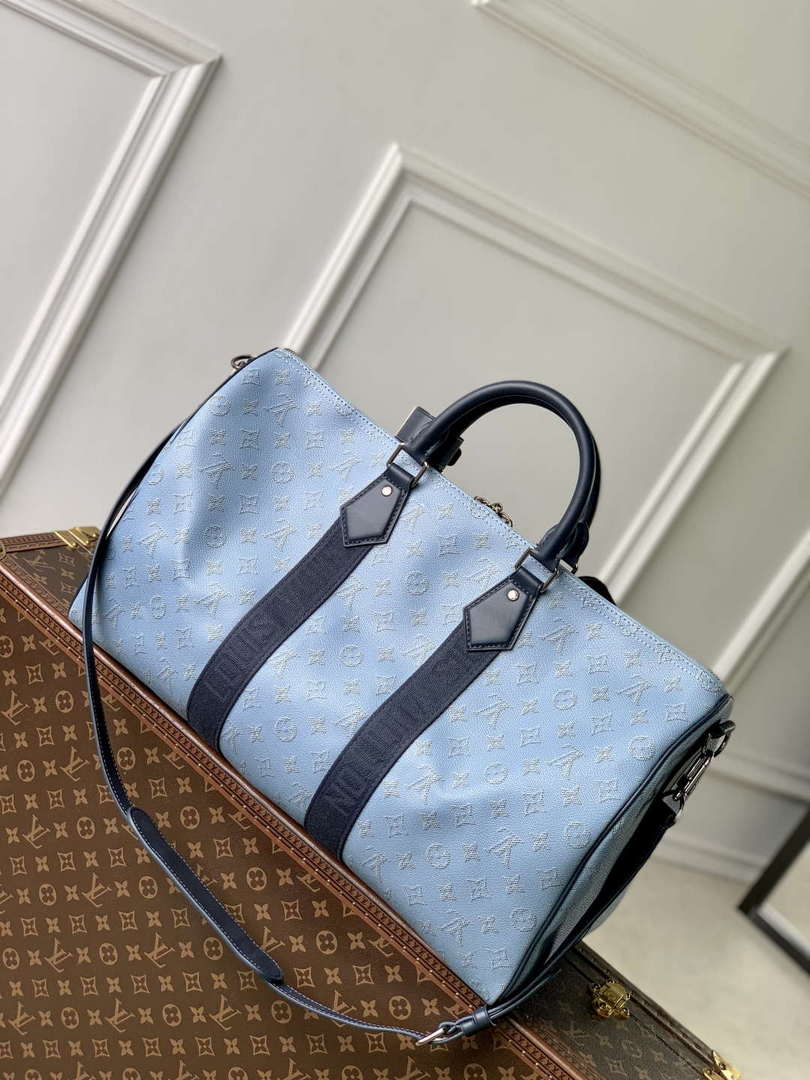 LV M14837 Louis Vuitton Keepall Bandouliere 50 Bag Blue