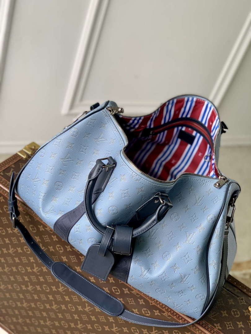 LV M14837 Louis Vuitton Keepall Bandouliere 50 Bag Blue