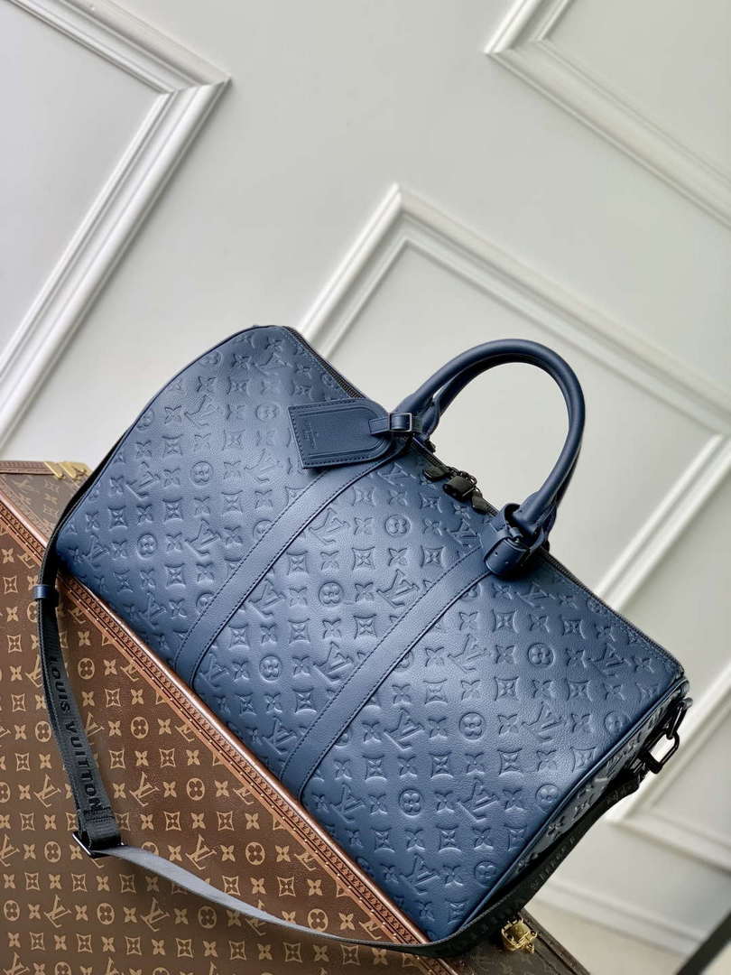LV M14840 Louis Vuitton Keepall Bandouliere 50 Bag Navy Blue