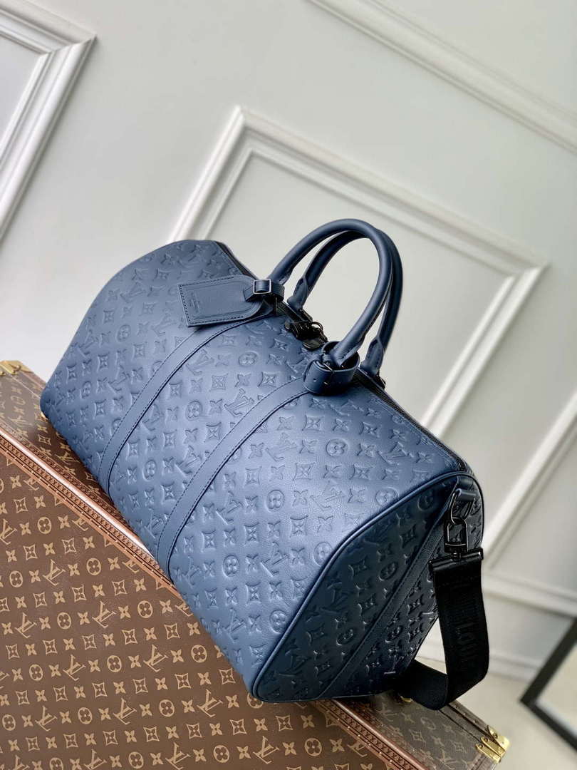 LV M14840 Louis Vuitton Keepall Bandouliere 50 Bag Navy Blue