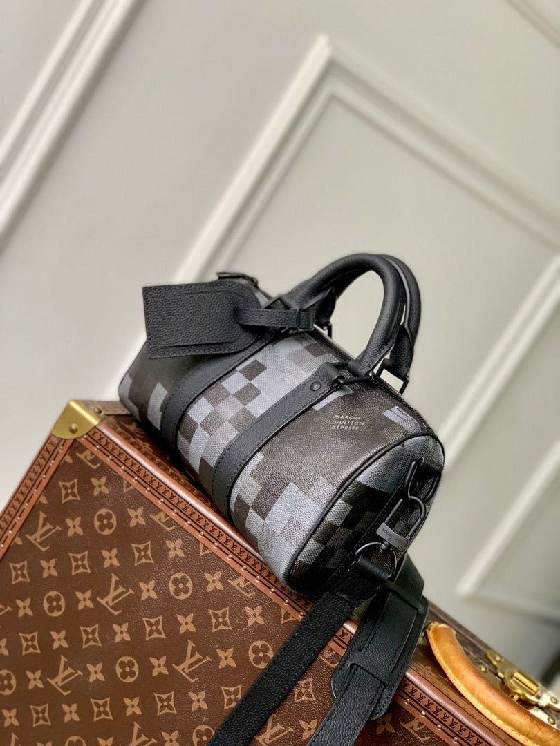 LV M14919 Louis Vuitton Keepall Bandouliere 25 Bag Black
