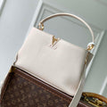 LV M14979 Louis Vuitton Capucines MM Souple Bag Quartz White