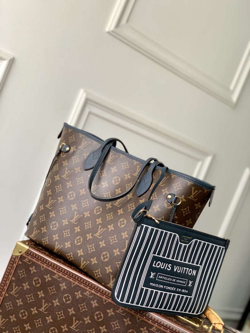 LV M14994 Louis Vuitton Neverfull Inside Out MM Bag Monogram Navy