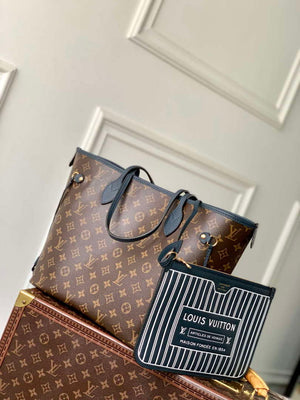 LV M14994 Louis Vuitton Neverfull Inside Out MM Bag Monogram Navy - Default Title - View 3