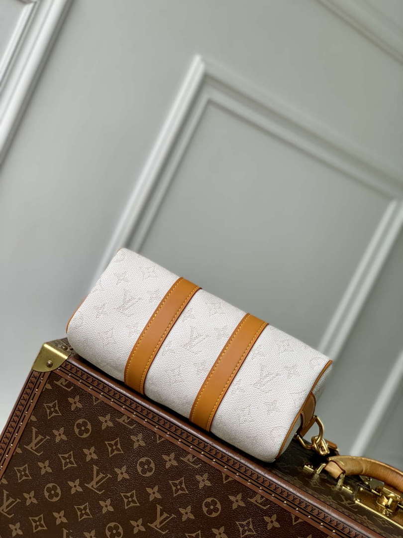 LV M15076 Louis Vuitton Keepall Bandouliere 25 Bag Off-White