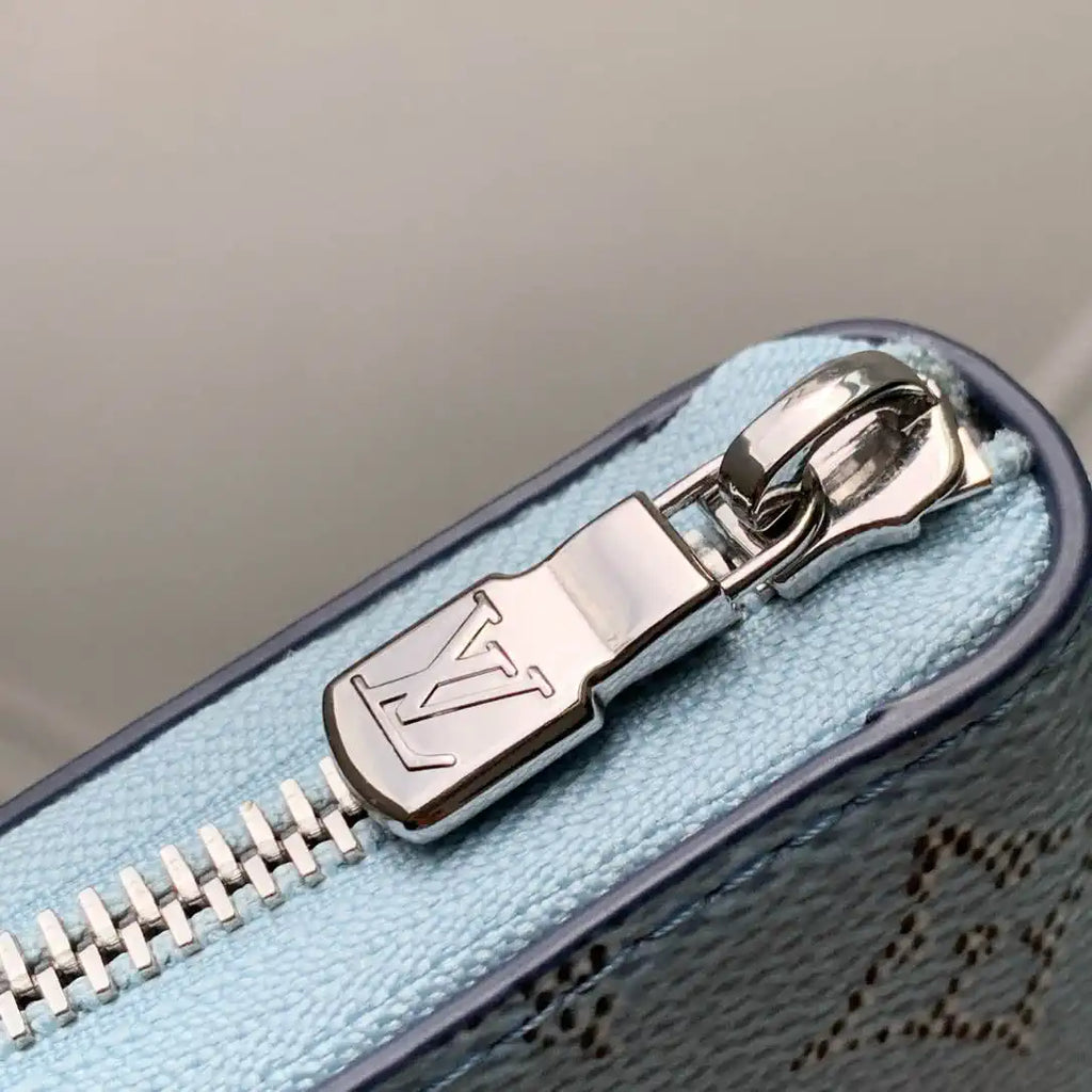 LV M15157 Louis Vuitton Zippy Wallet Light Blue Monogram Eclipse
