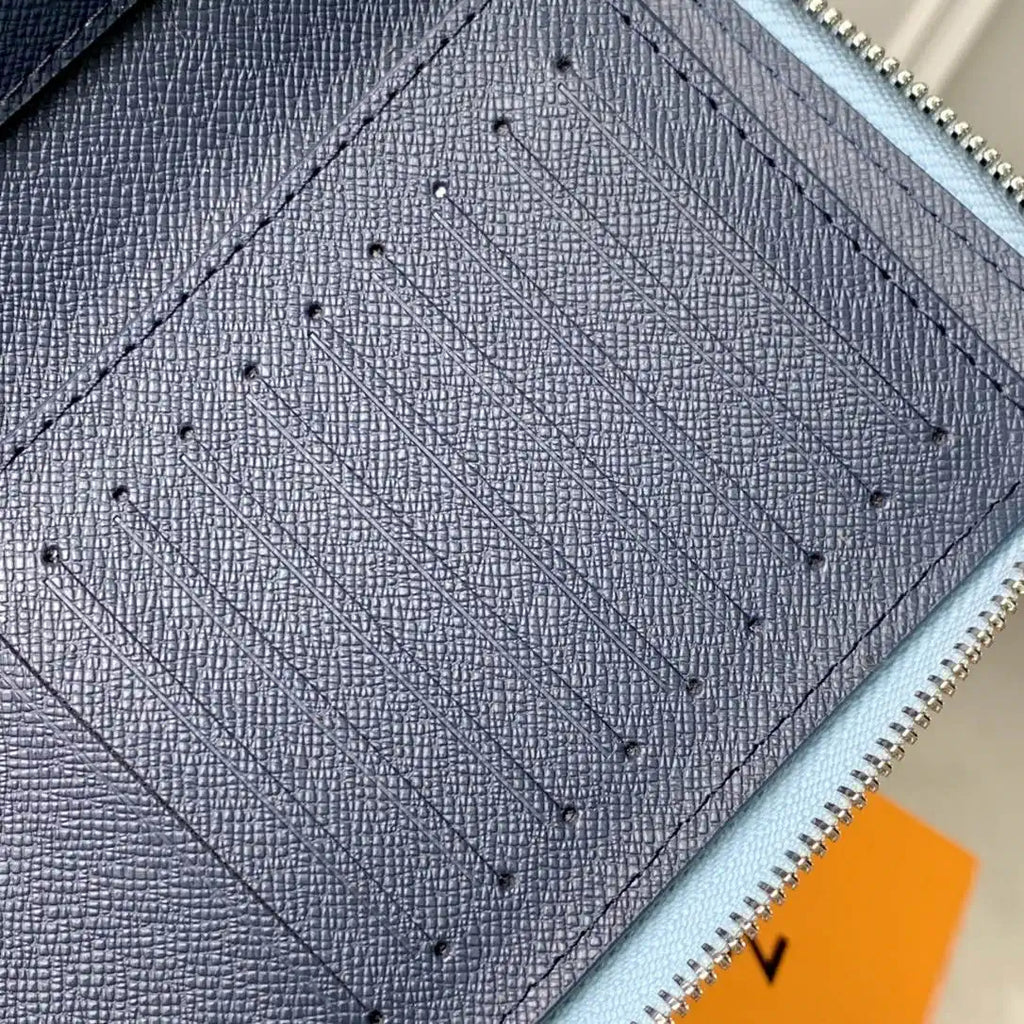 LV M15157 Louis Vuitton Zippy Wallet Light Blue Monogram Eclipse