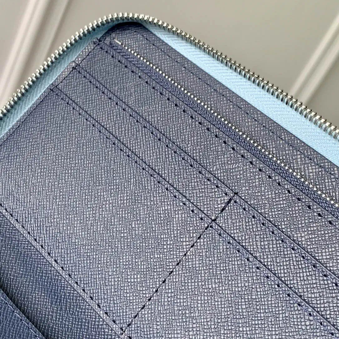 LV M15157 Louis Vuitton Zippy Wallet Light Blue Monogram Eclipse