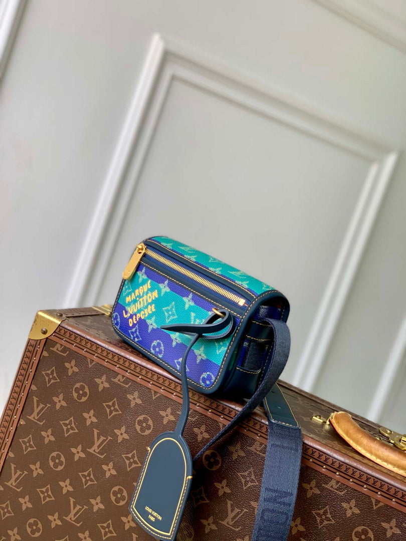 LV M15173 Louis Vuitton Bosphore Wearable Wallet Blue Stripes
