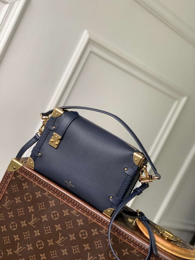 LV M15226 Louis Vuitton Side Trunk MM Handbag Navy Blue
