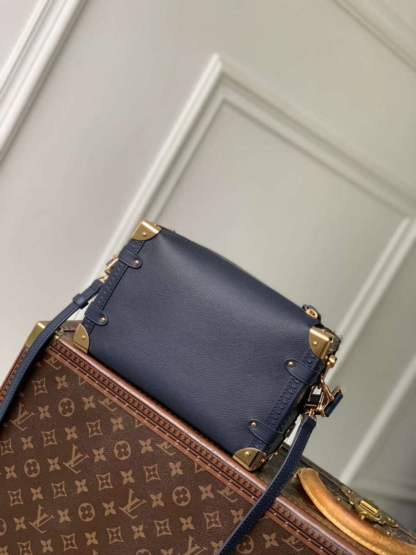 LV M15226 Louis Vuitton Side Trunk MM Handbag Navy Blue