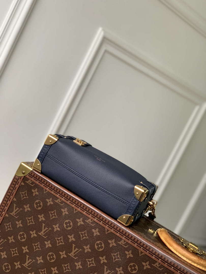 LV M15226 Louis Vuitton Side Trunk MM Handbag Navy Blue