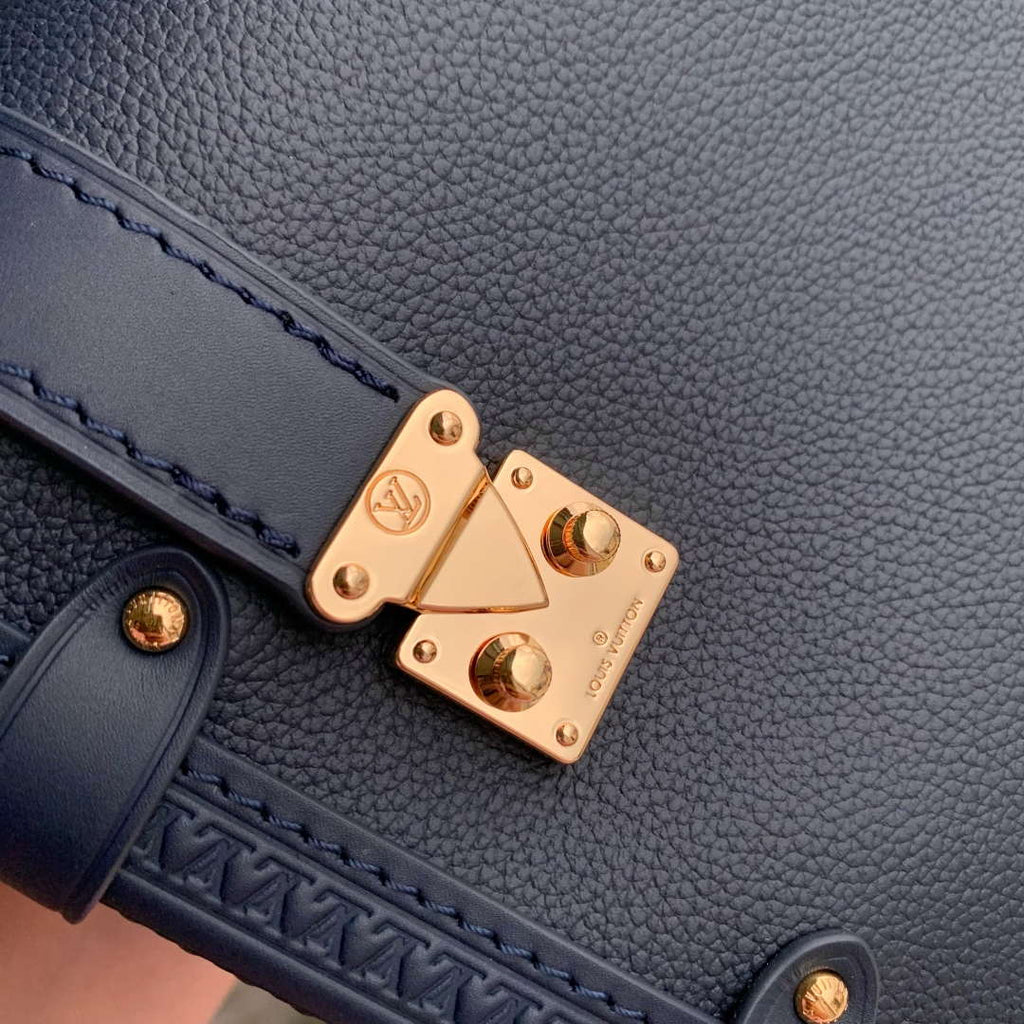 LV M15226 Louis Vuitton Side Trunk MM Handbag Navy Blue
