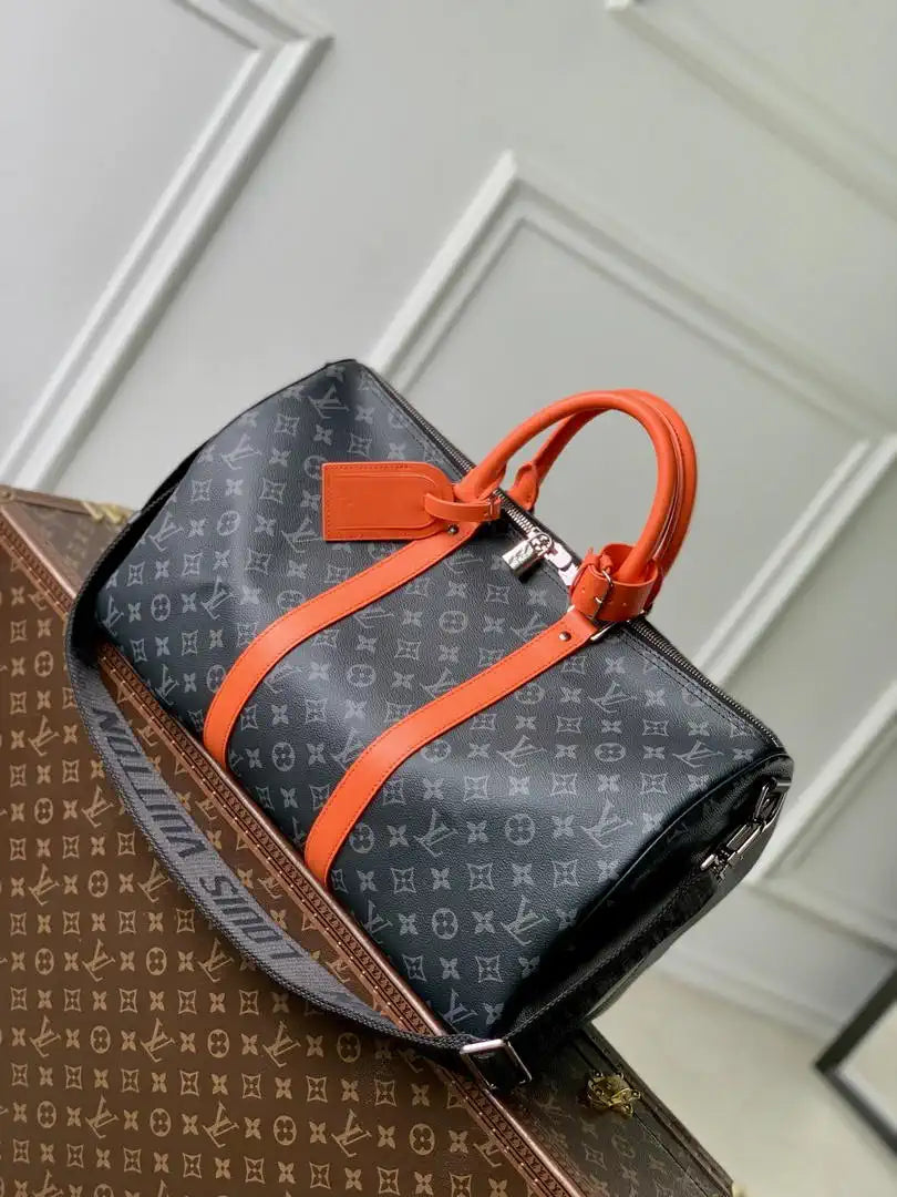 LV M15251 Louis Vuitton Keepall Bandouliere 45 Travel Bag Monogram Eclipse