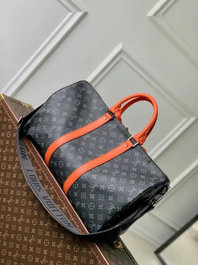 LV M15251 Louis Vuitton Keepall Bandouliere 45 Travel Bag Monogram Eclipse