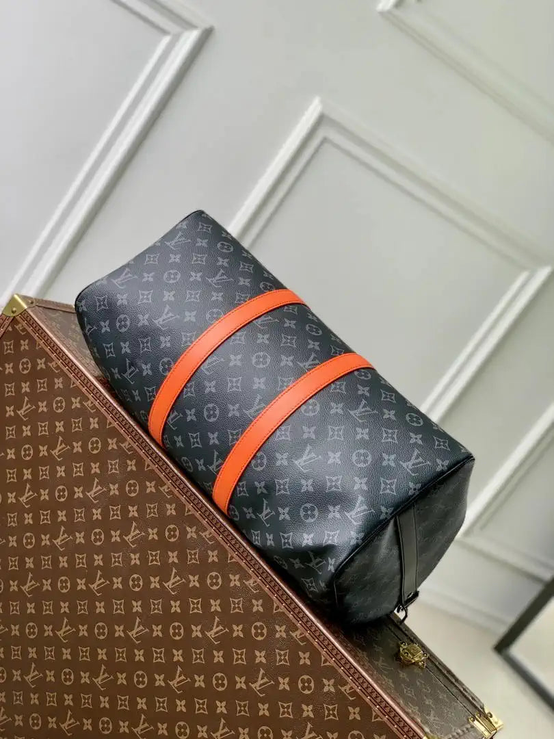 LV M15251 Louis Vuitton Keepall Bandouliere 45 Travel Bag Monogram Eclipse