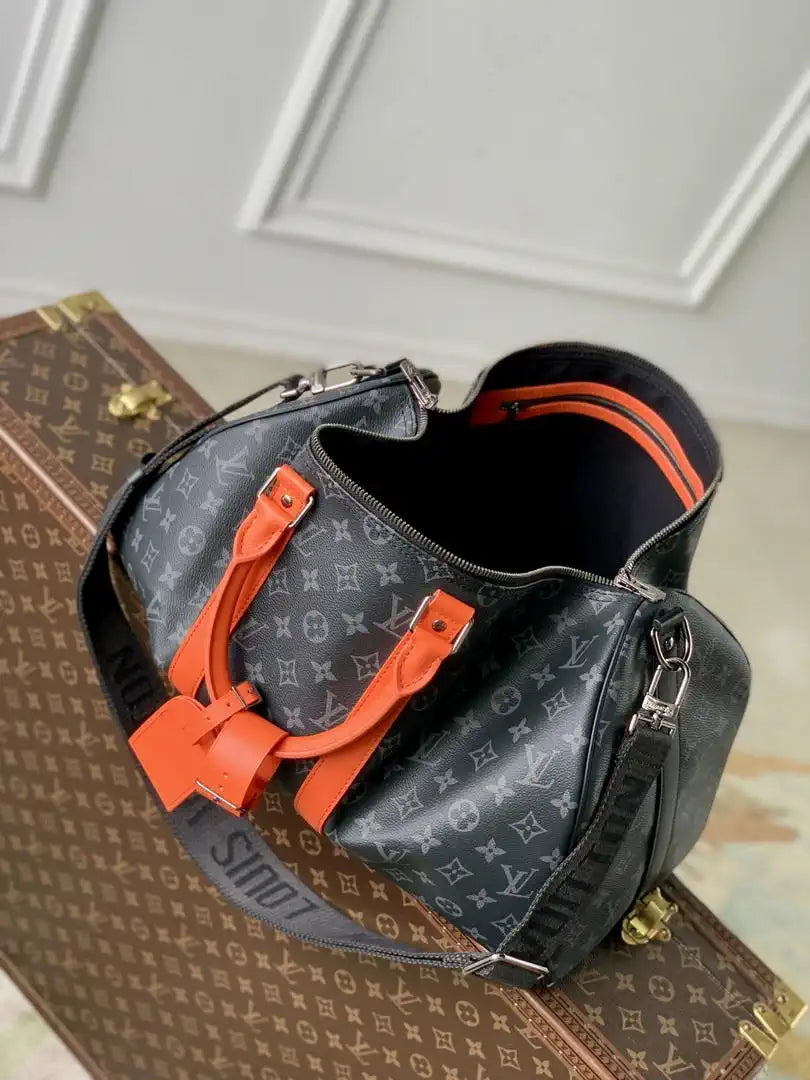 LV M15251 Louis Vuitton Keepall Bandouliere 45 Travel Bag Monogram Eclipse
