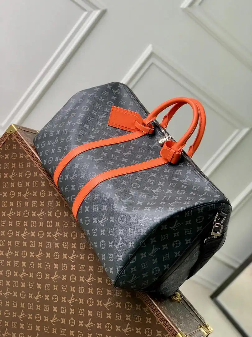 LV M15251 Louis Vuitton Keepall Bandouliere  55 Travel Bag Monogram Eclipse