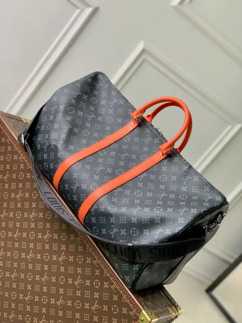 LV M15251 Louis Vuitton Keepall Bandouliere  55 Travel Bag Monogram Eclipse