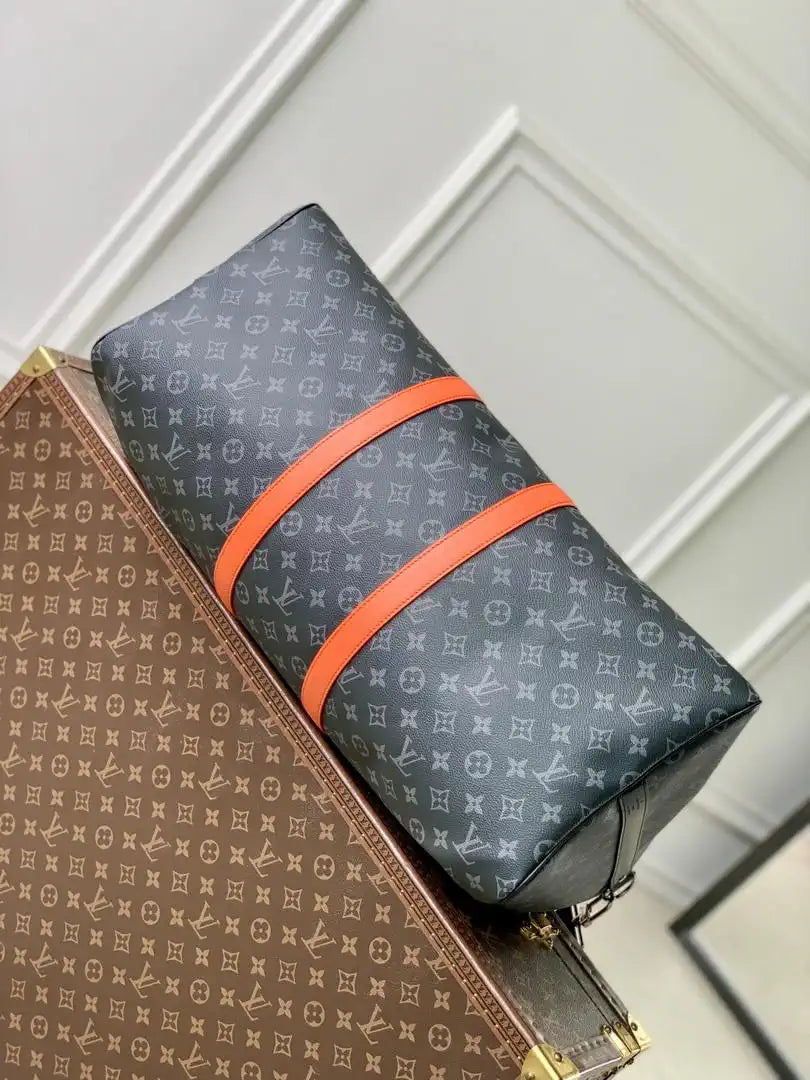 LV M15251 Louis Vuitton Keepall Bandouliere  55 Travel Bag Monogram Eclipse