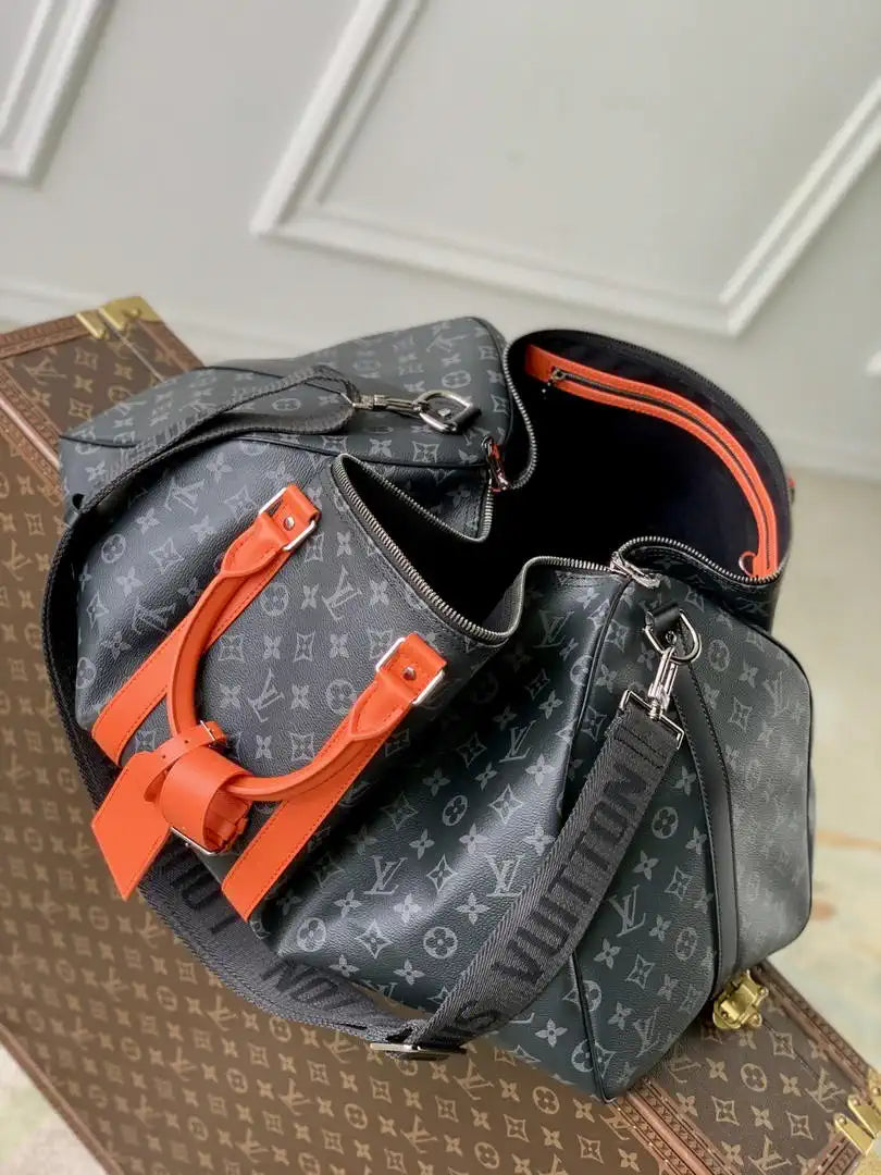 LV M15251 Louis Vuitton Keepall Bandouliere  55 Travel Bag Monogram Eclipse