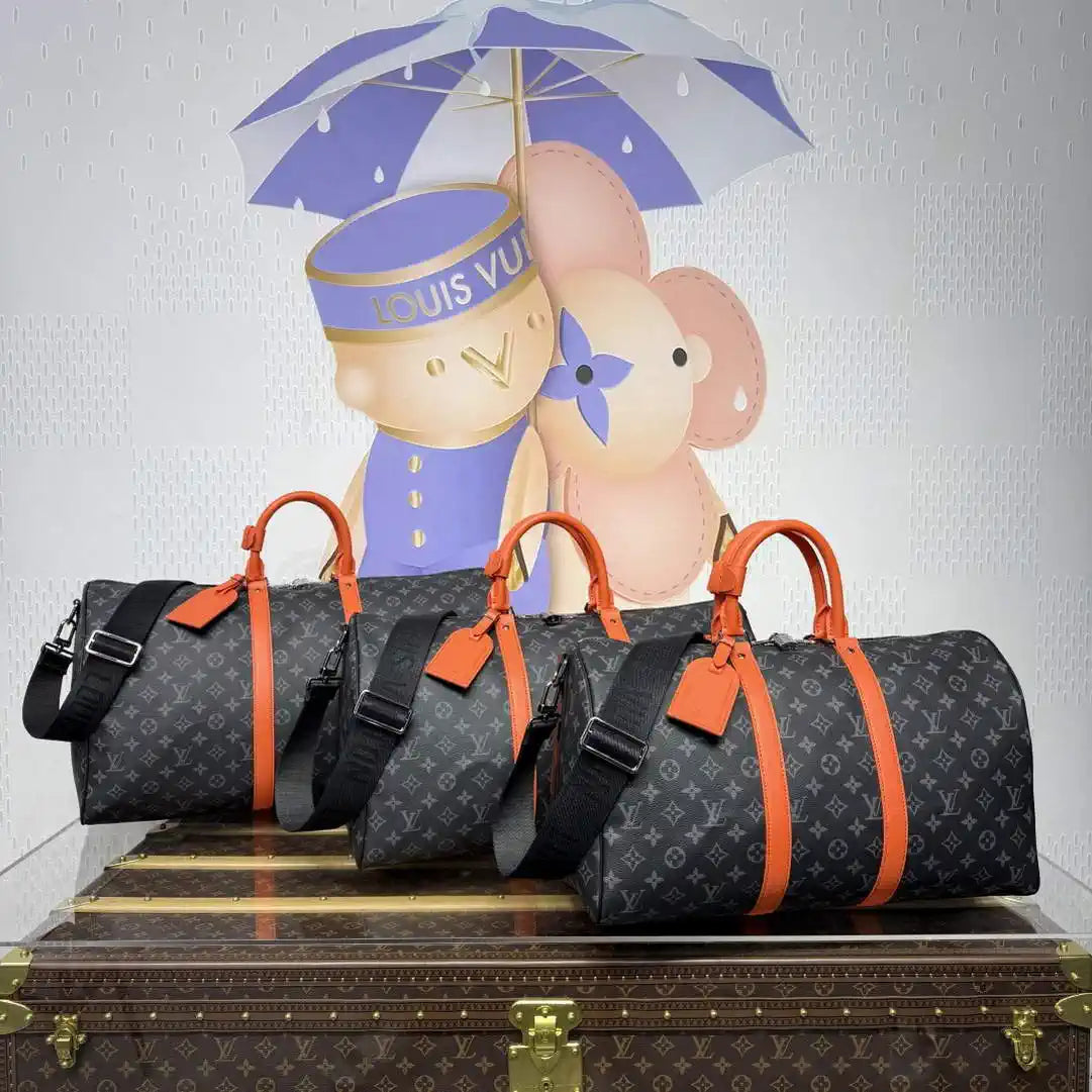 LV M15253 Louis Vuitton Keepall Bandouliere 55 Travel Bag Monogram Eclipse