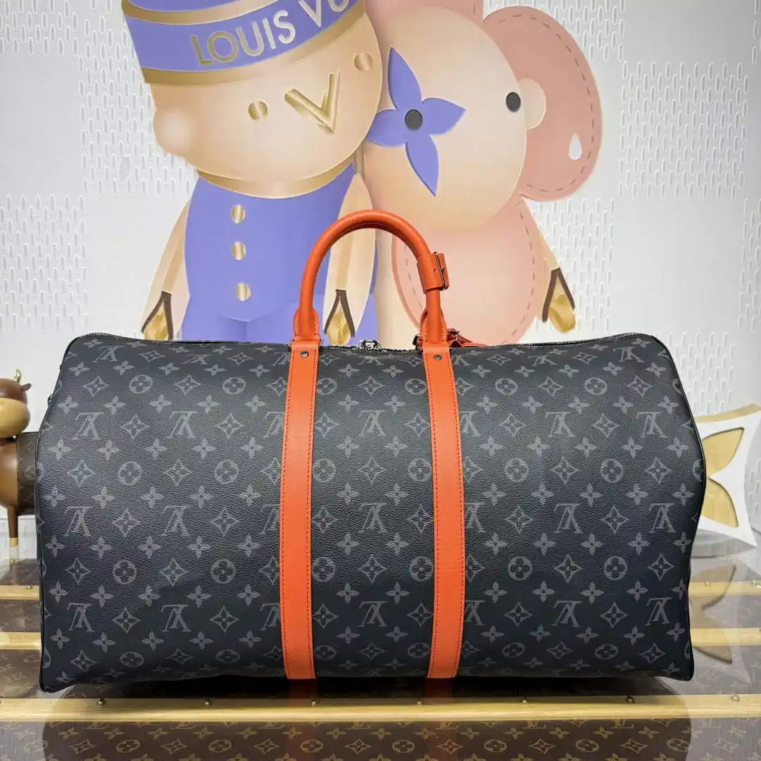 LV M15253 Louis Vuitton Keepall Bandouliere 55 Travel Bag Monogram Eclipse