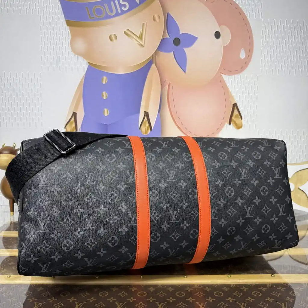 LV M15253 Louis Vuitton Keepall Bandouliere 55 Travel Bag Monogram Eclipse