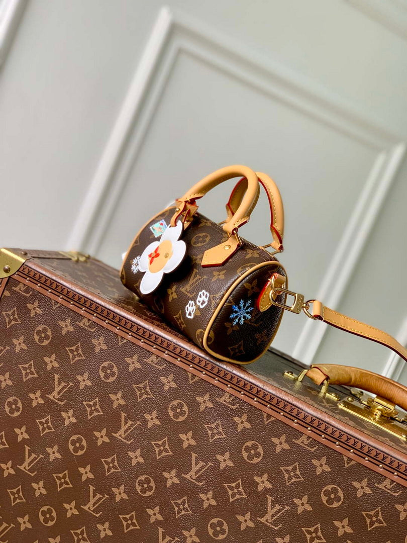 LV M15330 Louis Vuitton Nano Speedy Bag Monogram Snowy Pearl