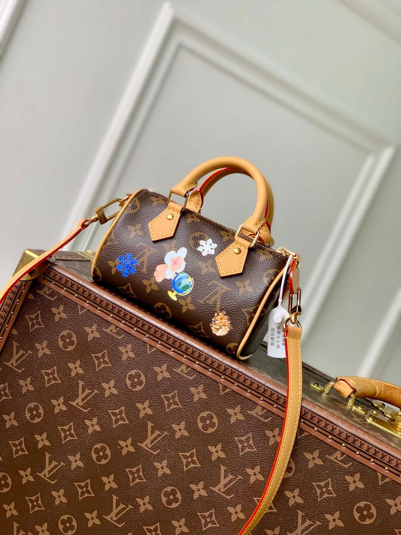LV M15330 Louis Vuitton Nano Speedy Bag Monogram Snowy Pearl