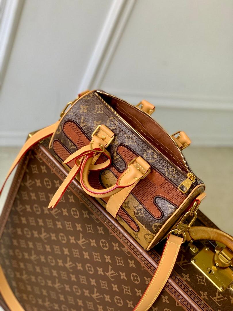 LV M15428 Louis Vuitton Keepall Bandouliere 25 Bag Brown