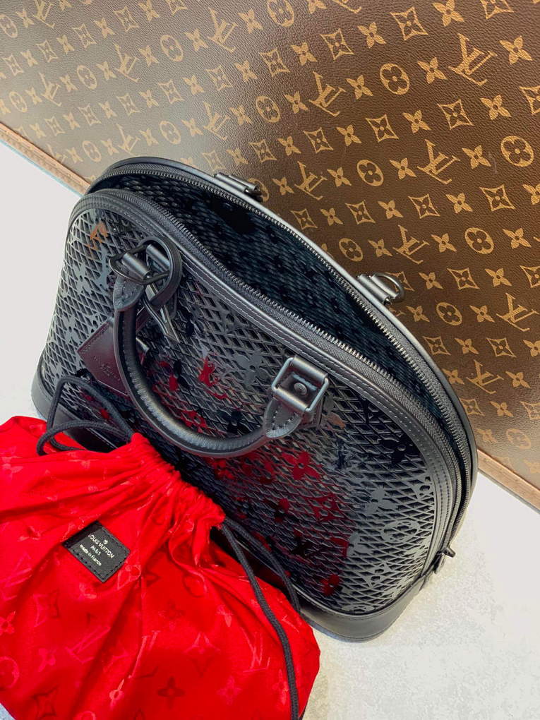 LV M20355 Louis Vuitton Alma PM Handbag Patent Calfskin Black - Default Title - View 8