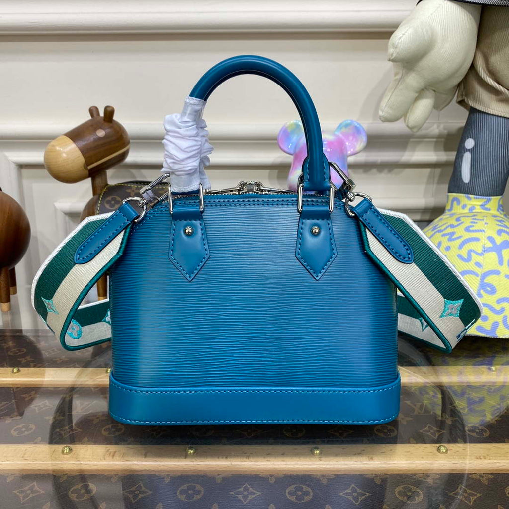 LV M20609 Louis Vuitton Alma BB Epi Handbag Turquoise Green