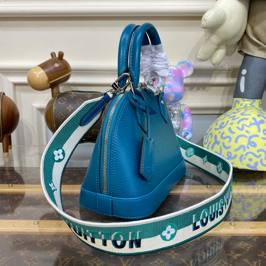 LV M20609 Louis Vuitton Alma BB Epi Handbag Turquoise Green