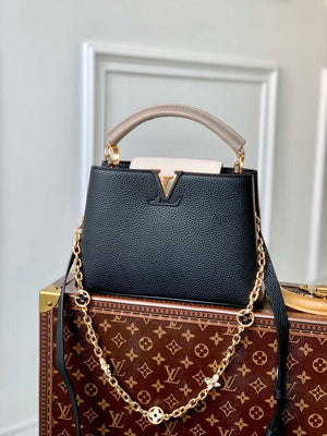 LV M20708 Louis Vuitton Capucines Mini Handbag Black - Default Title - View 1