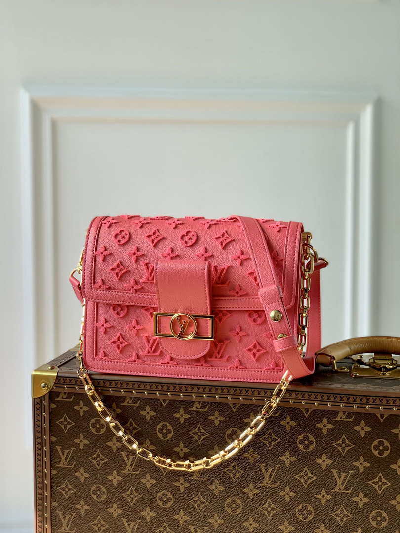 LV M20749 Louis Vuitton Dauphine MM Bag Monogram Fluo Pink - Default Title - View 1