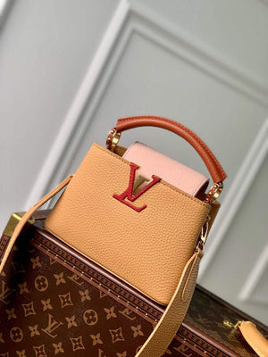 LV M20784 Louis Vuitton Capucines Mini Handbag Wood Brown - Default Title - View 1