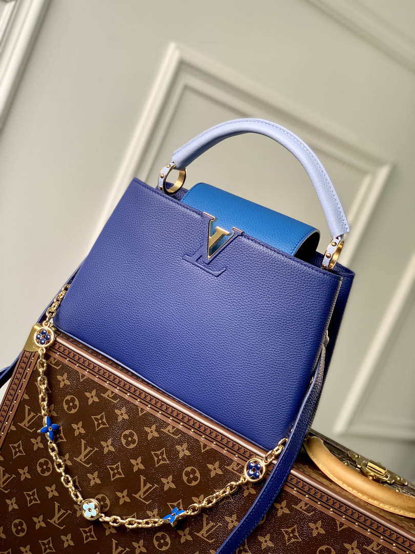 LV M20844 Louis Vuitton Capucines MM Handbag Blue - Default Title - View 1