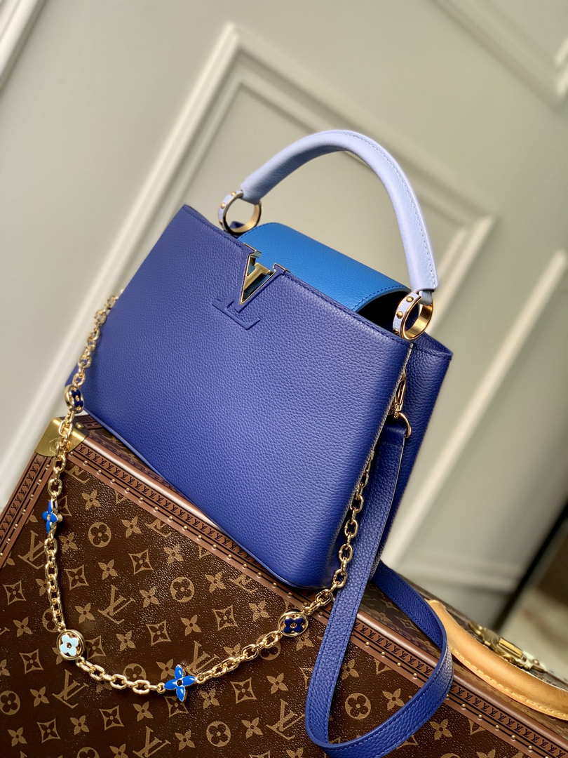 LV M20844 Louis Vuitton Capucines MM Handbag Blue - Default Title - View 2