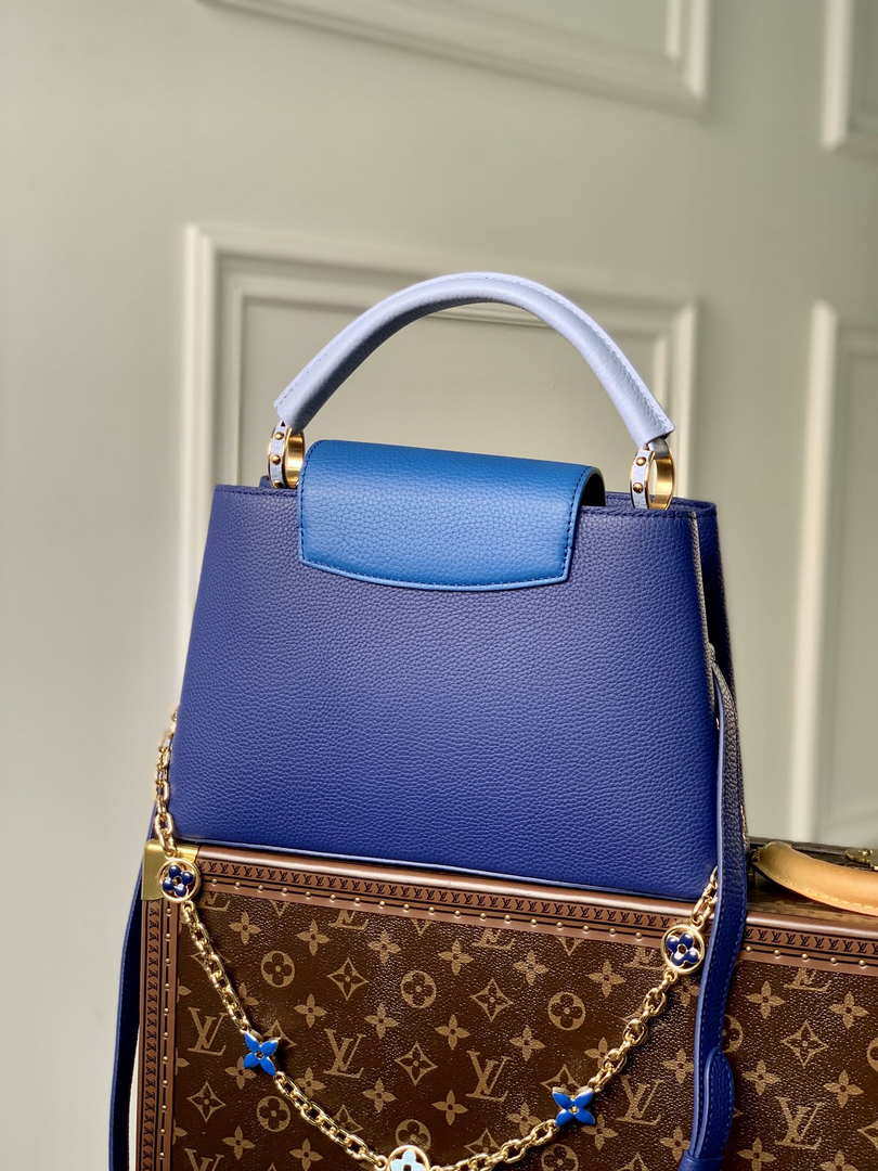 LV M20844 Louis Vuitton Capucines MM Handbag Blue - Default Title - View 3