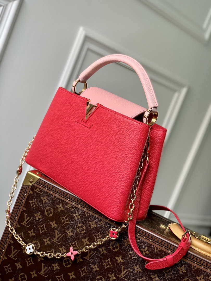LV M20845 Louis Vuitton Capucines MM Handbag Red - Default Title - View 3