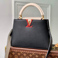 LV M21043 Louis Vuitton Capucines BB Handbag Black / Greige Doux / Scarlet - Default Title - View 1