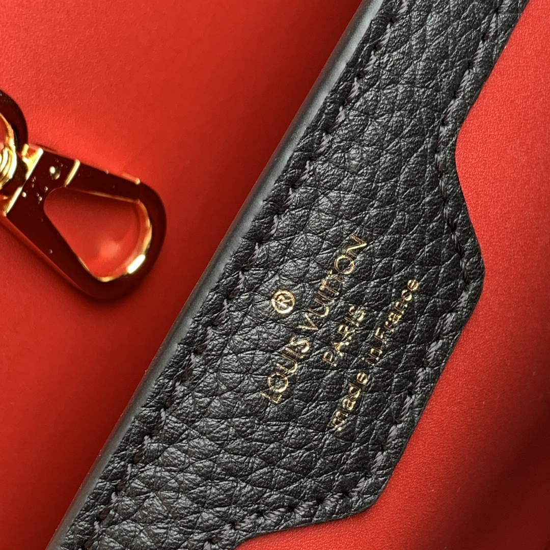 LV M21043 Louis Vuitton Capucines BB Handbag Black / Greige Doux / Scarlet - Default Title - View 9