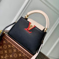 LV M21043 Louis Vuitton Capucines Mini Handbag Black / Greige Doux / Scarlet - Default Title - View 1
